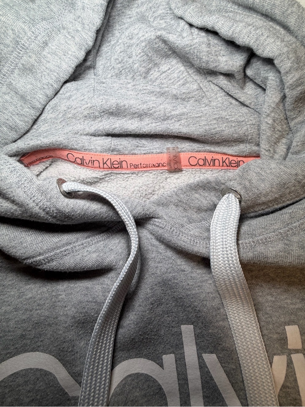 Calvin Klein performance cropped hoodie gray fleece sweatshirt size small - Picture 6 of 6